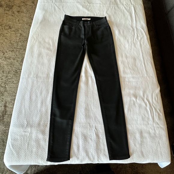 Levi's 710 Super Skinny Black Wax Coated Jeans, Size 26, Black - Picture 3 of 13